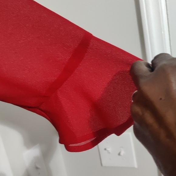 Cato One Piece Red Sheer Blouse Set - Picture 2 of 8